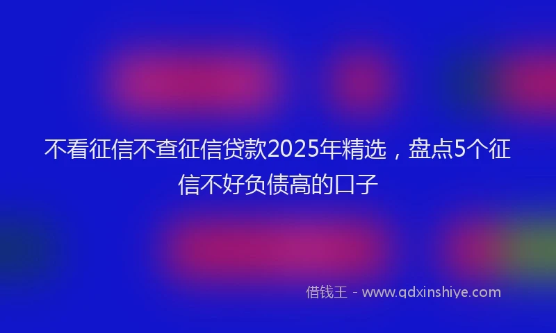 不看征信不查征信贷款2025年精选，盘点5个征信不好负债高的口子