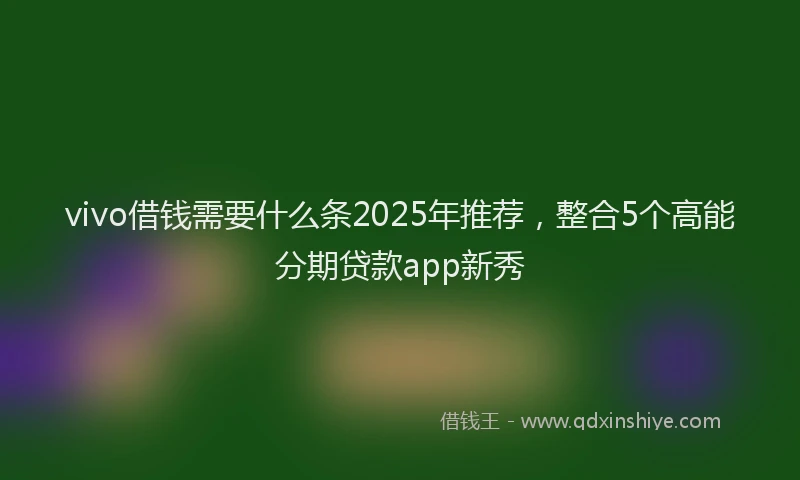 vivo借钱需要什么条2025年推荐，整合5个高能分期贷款app新秀