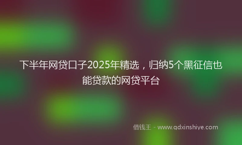 下半年网贷口子2025年精选，归纳5个黑征信也能贷款的网贷平台