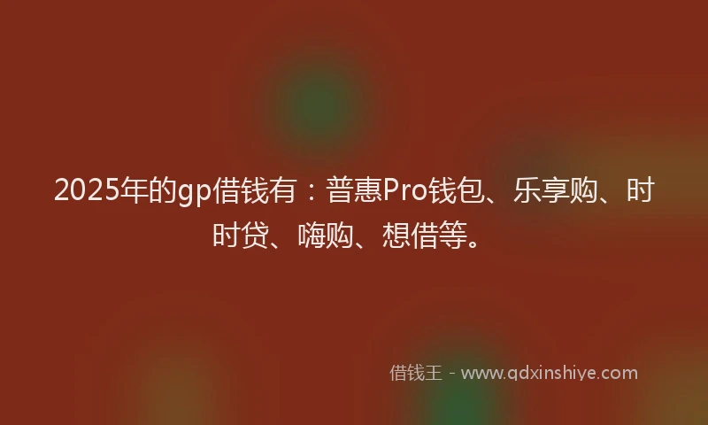 2025年的gp借钱有：普惠Pro钱包、乐享购、时时贷、嗨购、想借等。