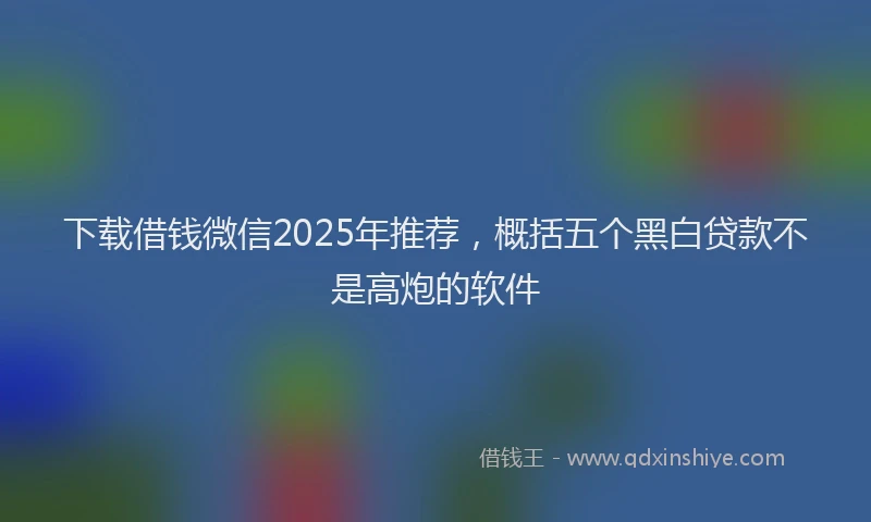 下载借钱微信2025年推荐，概括五个黑白贷款不是高炮的软件
