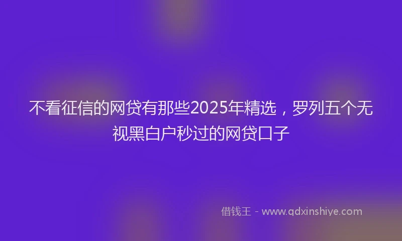不看征信的网贷有那些2025年精选，罗列五个无视黑白户秒过的网贷口子