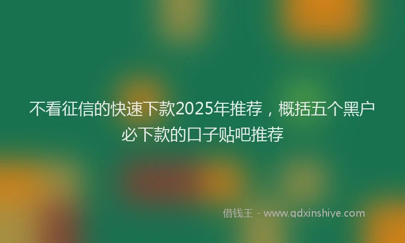 不看征信的快速下款2025年推荐，概括五个黑户必下款的口子贴吧推荐