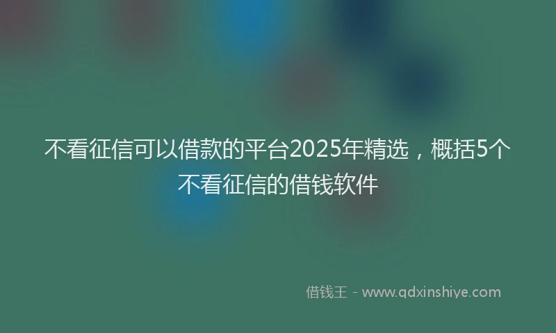不看征信可以借款的平台2025年精选，概括5个不看征信的借钱软件