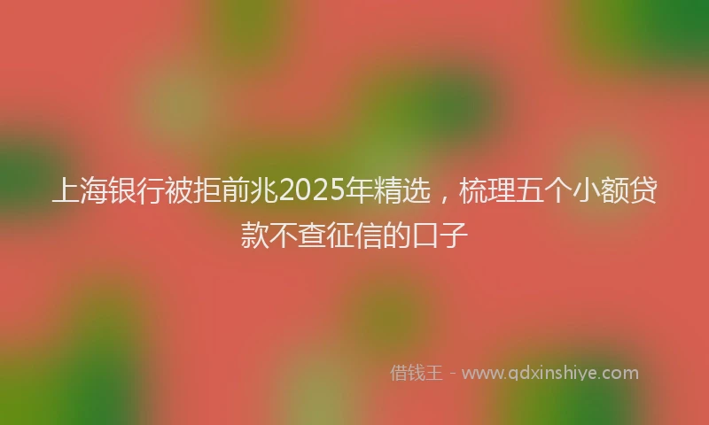 上海银行被拒前兆2025年精选，梳理五个小额贷款不查征信的口子