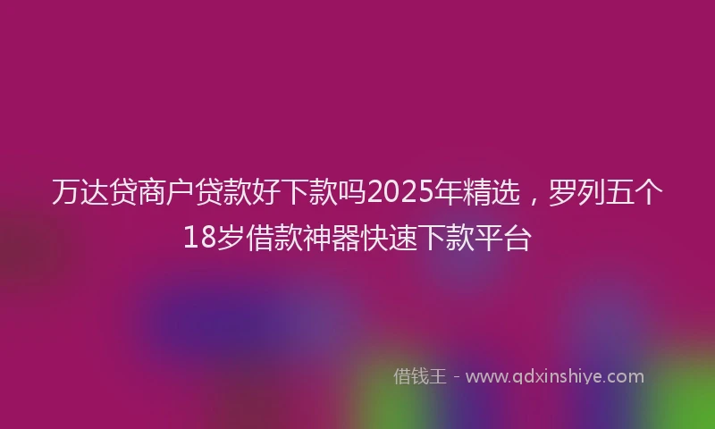万达贷商户贷款好下款吗2025年精选，罗列五个18岁借款神器快速下款平台