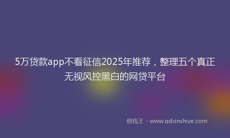 5万贷款app不看征信2025年推荐，整理五个真正无视风控黑白的网贷平台