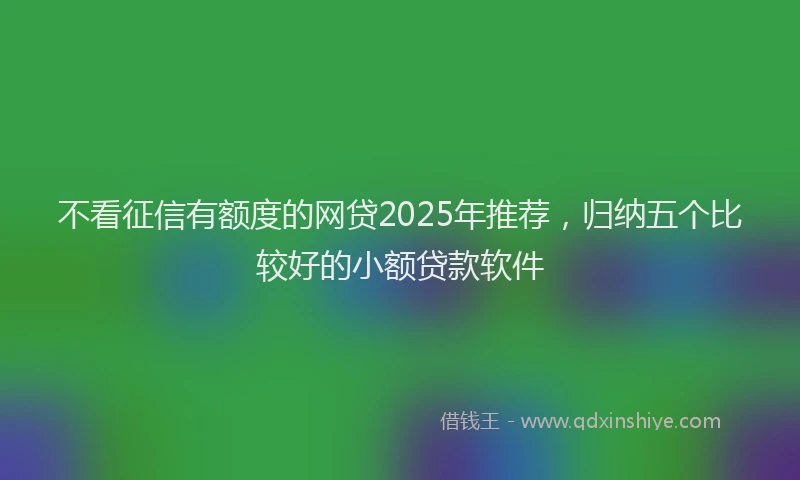 不看征信有额度的网贷2025年推荐，归纳五个比较好的小额贷款软件