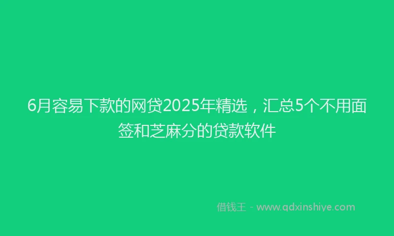 6月容易下款的网贷2025年精选，汇总5个不用面签和芝麻分的贷款软件