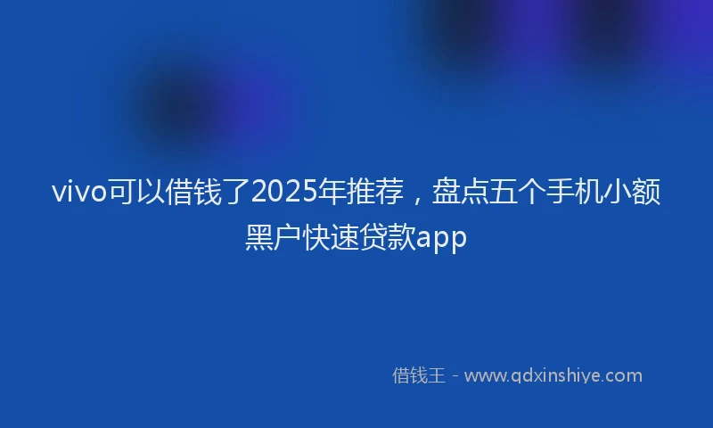 vivo可以借钱了2025年推荐，盘点五个手机小额黑户快速贷款app