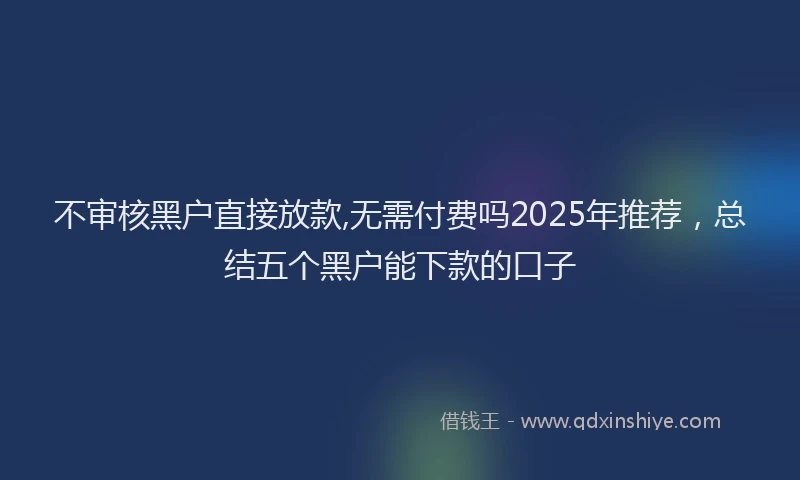 不审核黑户直接放款,无需付费吗2025年推荐，总结五个黑户能下款的口子
