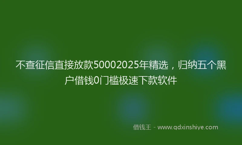 不查征信直接放款50002025年精选，归纳五个黑户借钱0门槛极速下款软件