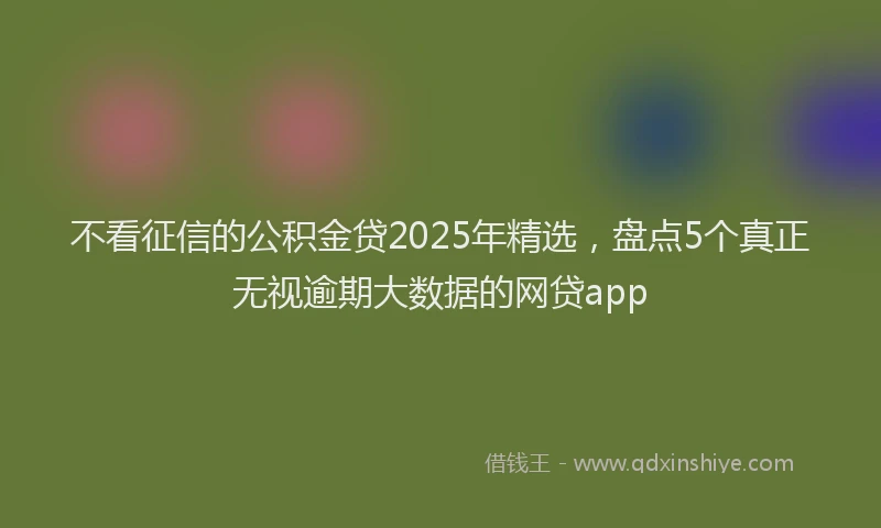 不看征信的公积金贷2025年精选，盘点5个真正无视逾期大数据的网贷app