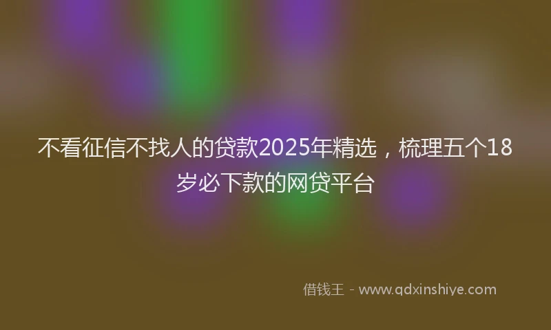 不看征信不找人的贷款2025年精选，梳理五个18岁必下款的网贷平台