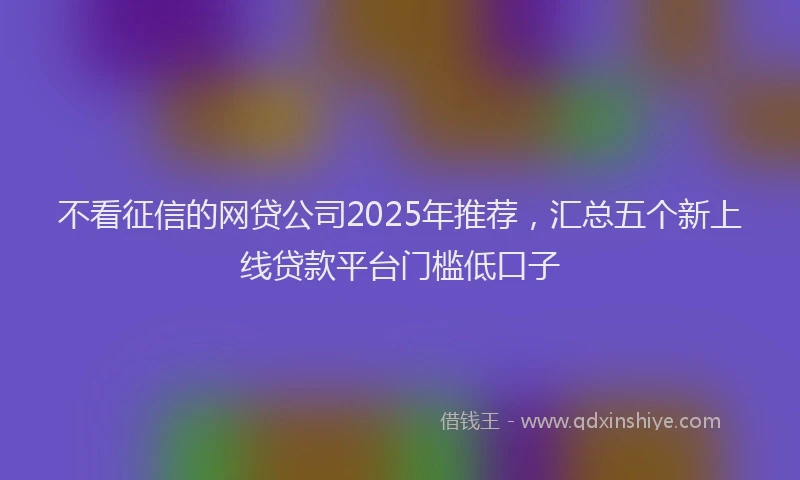不看征信的网贷公司2025年推荐，汇总五个新上线贷款平台门槛低口子