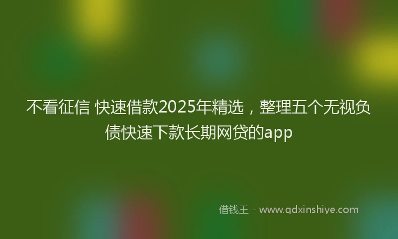不看征信 快速借款2025年精选，整理五个无视负债快速下款长期网贷的app