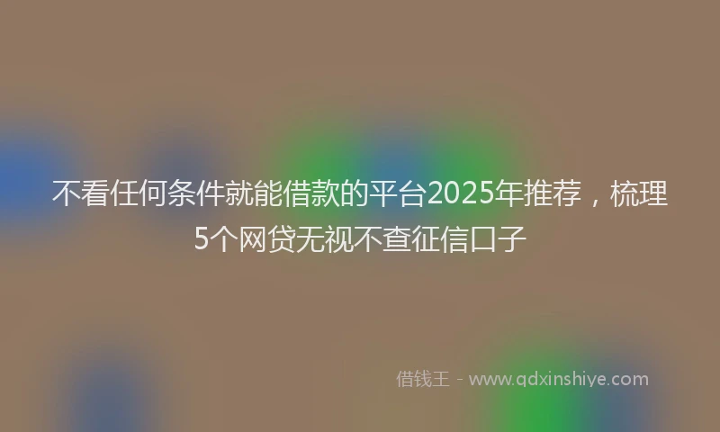 不看任何条件就能借款的平台2025年推荐，梳理5个网贷无视不查征信口子
