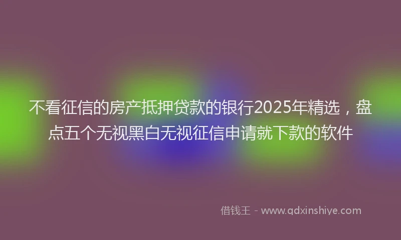 不看征信的房产抵押贷款的银行2025年精选，盘点五个无视黑白无视征信申请就下款的软件
