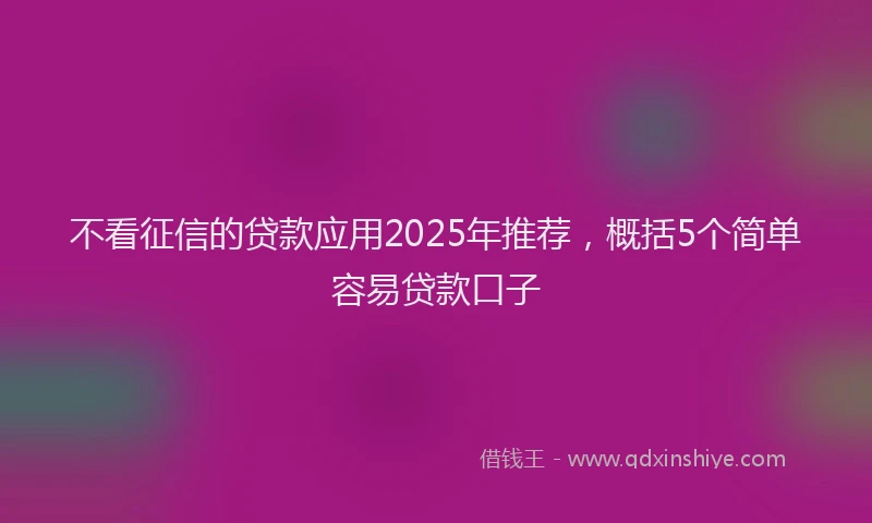 不看征信的贷款应用2025年推荐，概括5个简单容易贷款口子