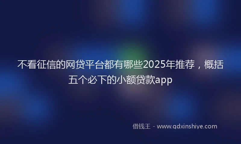 不看征信的网贷平台都有哪些2025年推荐，概括五个必下的小额贷款app
