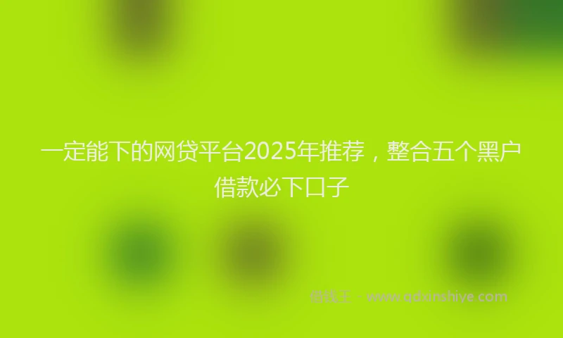 一定能下的网贷平台2025年推荐，整合五个黑户借款必下口子