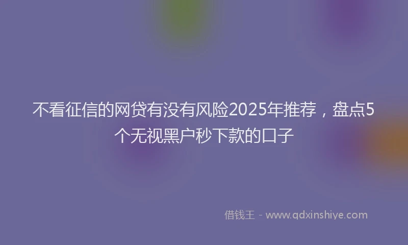 不看征信的网贷有没有风险2025年推荐，盘点5个无视黑户秒下款的口子