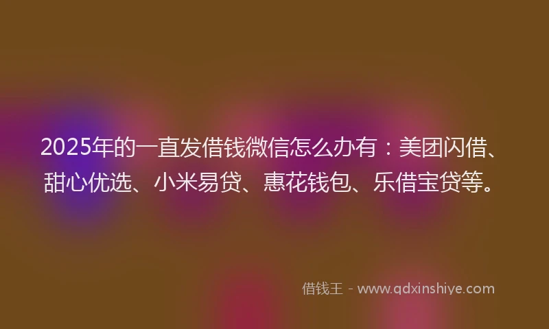 2025年的一直发借钱微信怎么办有：美团闪借、甜心优选、小米易贷、惠花钱包、乐借宝贷等。