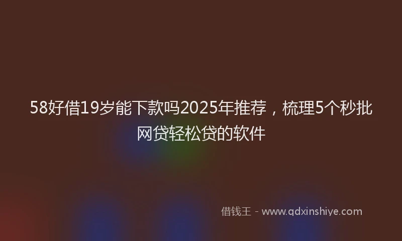 58好借19岁能下款吗2025年推荐，梳理5个秒批网贷轻松贷的软件