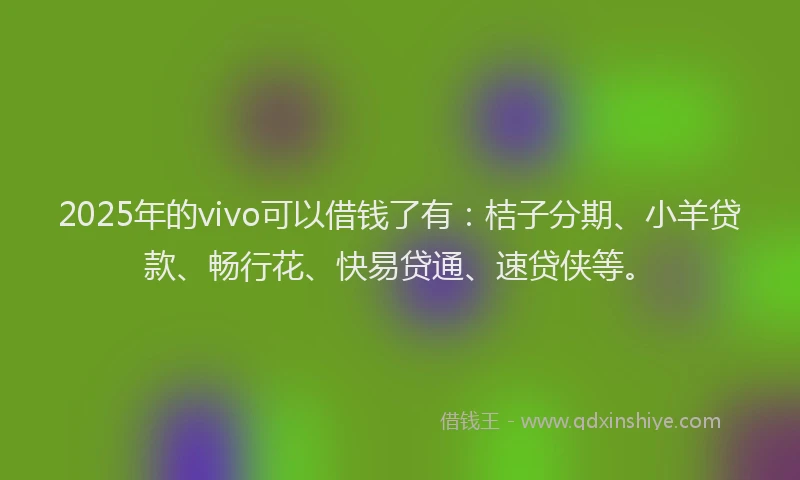 2025年的vivo可以借钱了有：桔子分期、小羊贷款、畅行花、快易贷通、速贷侠等。