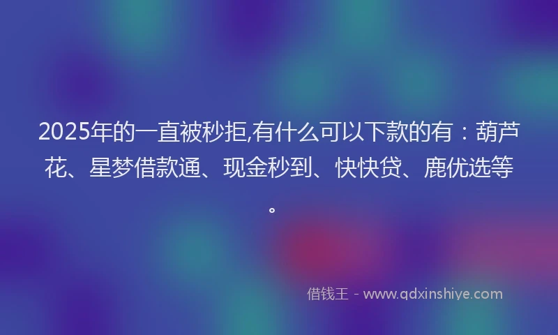 2025年的一直被秒拒,有什么可以下款的有：葫芦花、星梦借款通、现金秒到、快快贷、鹿优选等。