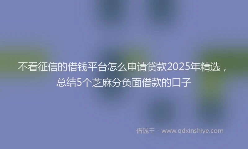 不看征信的借钱平台怎么申请贷款2025年精选，总结5个芝麻分负面借款的口子