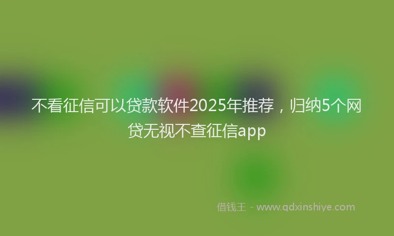 不看征信可以贷款软件2025年推荐，归纳5个网贷无视不查征信app