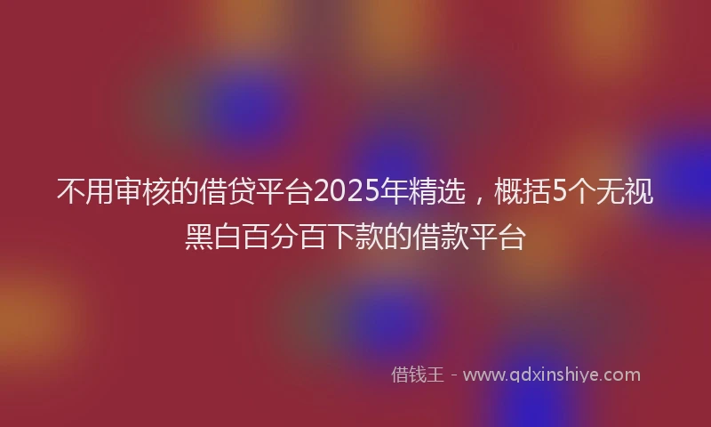 不用审核的借贷平台2025年精选，概括5个无视黑白百分百下款的借款平台