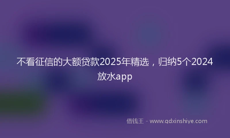 不看征信的大额贷款2025年精选，归纳5个2024放水app