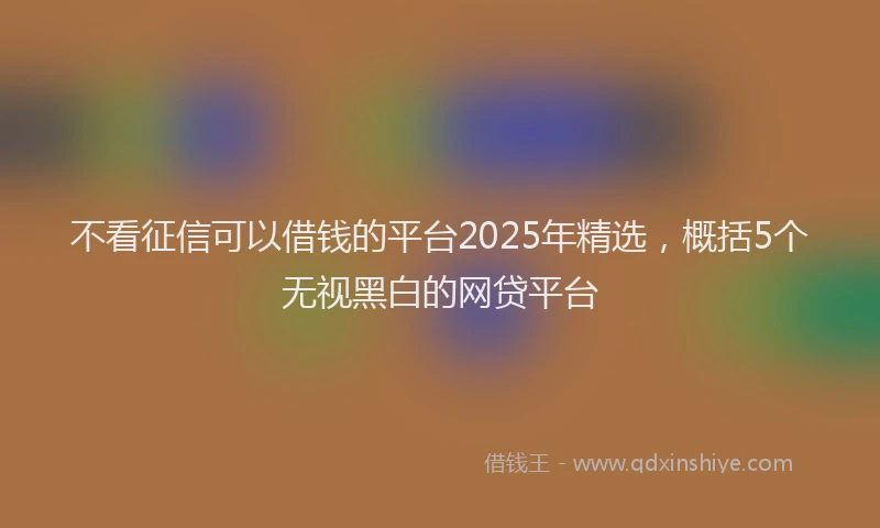 不看征信可以借钱的平台2025年精选，概括5个无视黑白的网贷平台