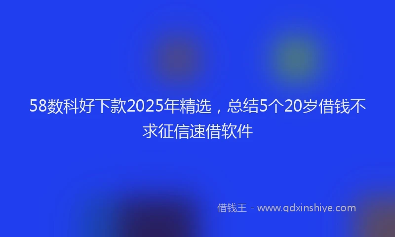 58数科好下款2025年精选，总结5个20岁借钱不求征信速借软件
