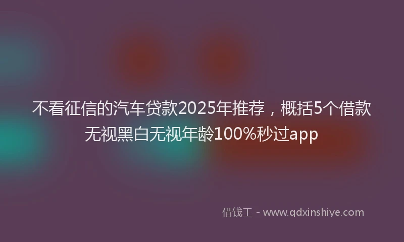 不看征信的汽车贷款2025年推荐，概括5个借款无视黑白无视年龄100%秒过app