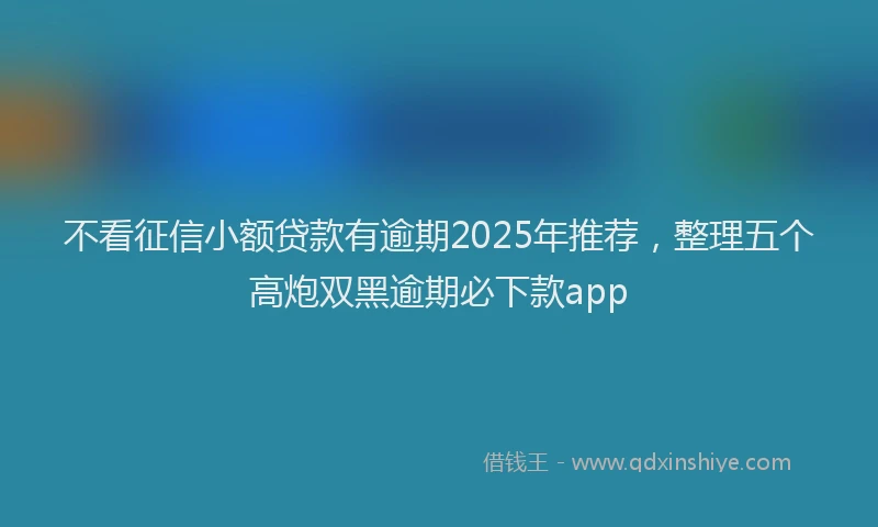 不看征信小额贷款有逾期2025年推荐，整理五个高炮双黑逾期必下款app