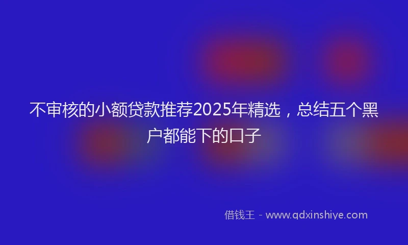 不审核的小额贷款推荐2025年精选，总结五个黑户都能下的口子
