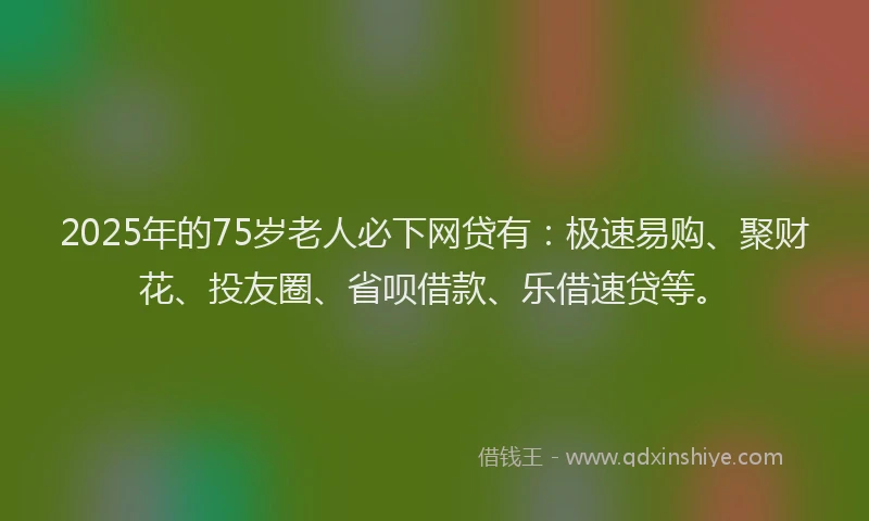 2025年的75岁老人必下网贷有：极速易购、聚财花、投友圈、省呗借款、乐借速贷等。