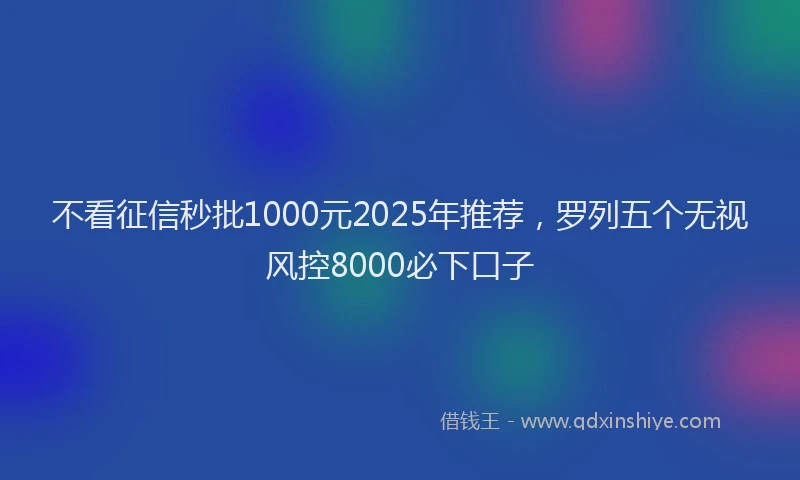 不看征信秒批1000元2025年推荐，罗列五个无视风控8000必下口子