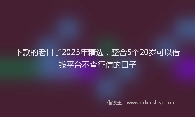 下款的老口子2025年精选，整合5个20岁可以借钱平台不查征信的口子