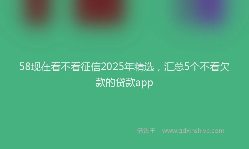 58现在看不看征信2025年精选，汇总5个不看欠款的贷款app