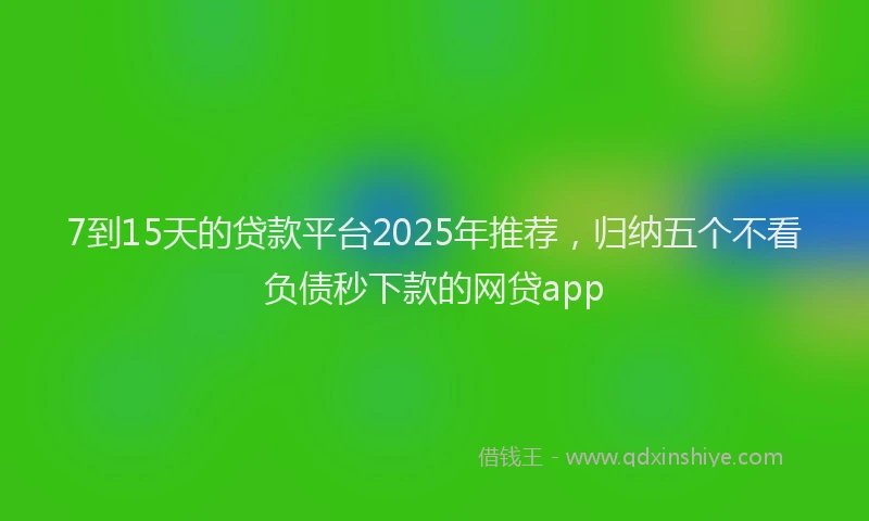7到15天的贷款平台2025年推荐，归纳五个不看负债秒下款的网贷app