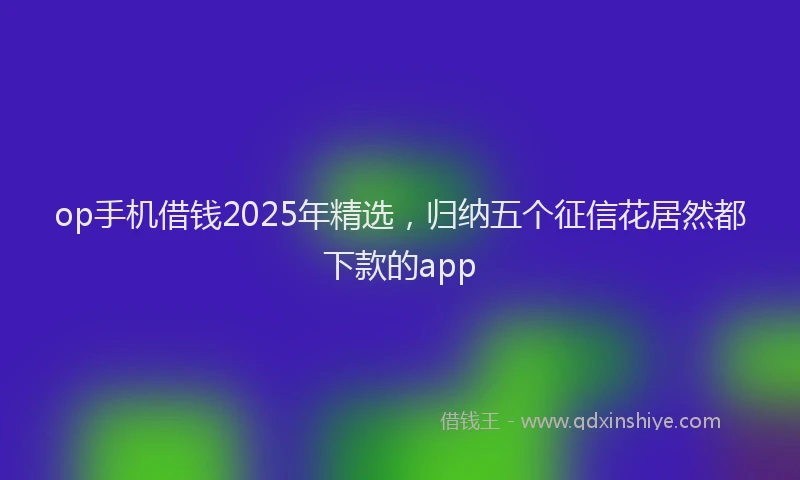 op手机借钱2025年精选，归纳五个征信花居然都下款的app