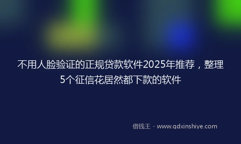 不用人脸验证的正规贷款软件2025年推荐，整理5个征信花居然都下款的软件