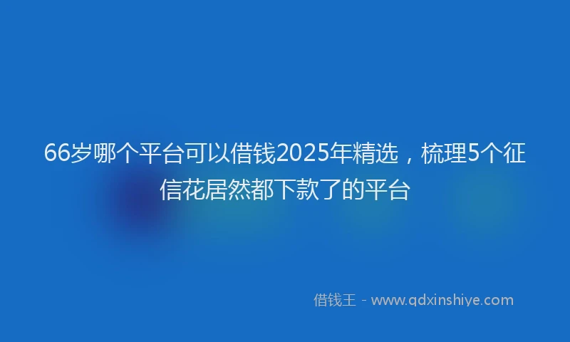 66岁哪个平台可以借钱2025年精选，梳理5个征信花居然都下款了的平台
