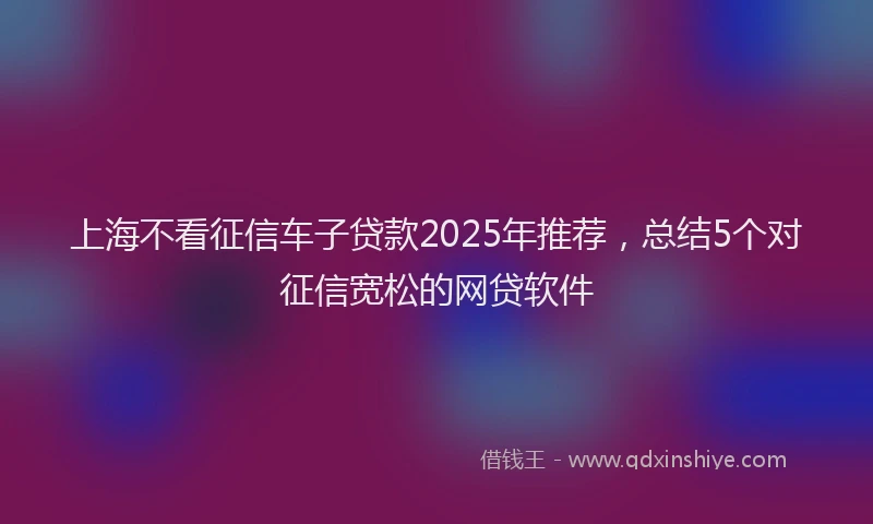 上海不看征信车子贷款2025年推荐，总结5个对征信宽松的网贷软件