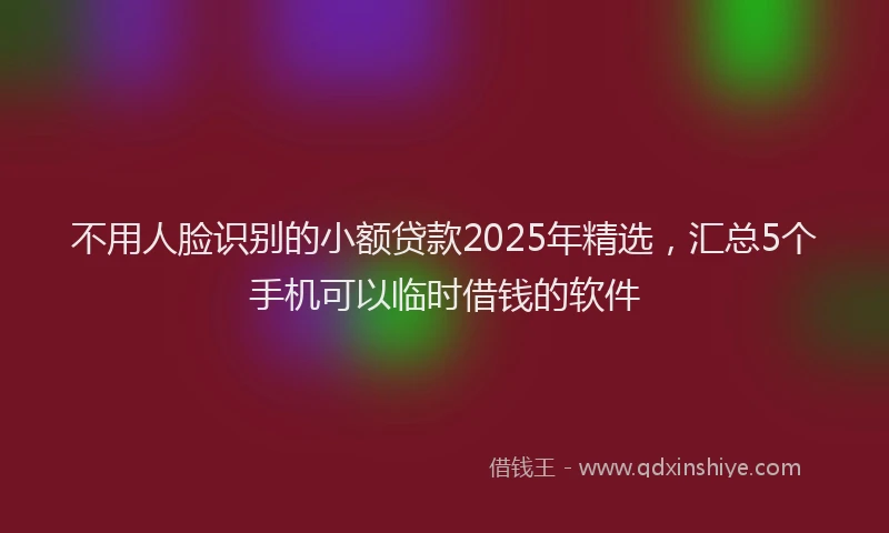 不用人脸识别的小额贷款2025年精选，汇总5个手机可以临时借钱的软件