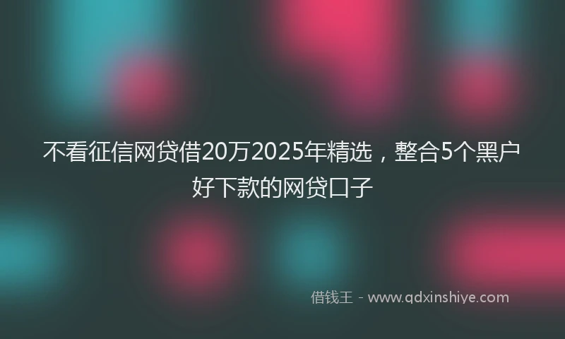 不看征信网贷借20万2025年精选，整合5个黑户好下款的网贷口子